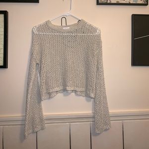 See through bell sleeve cream top